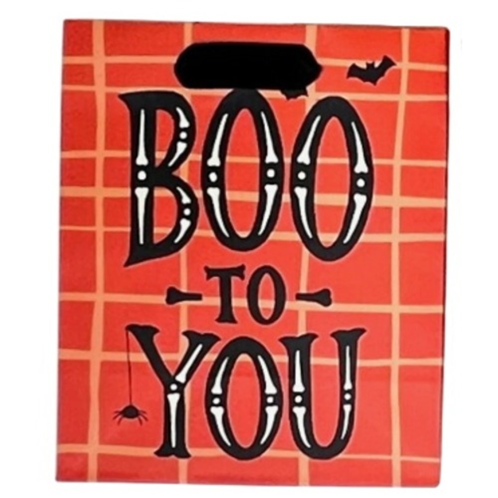 Hallmark Boo To You Halloween Small Gift Bag Set of 5 Orange Red Spooky Theme